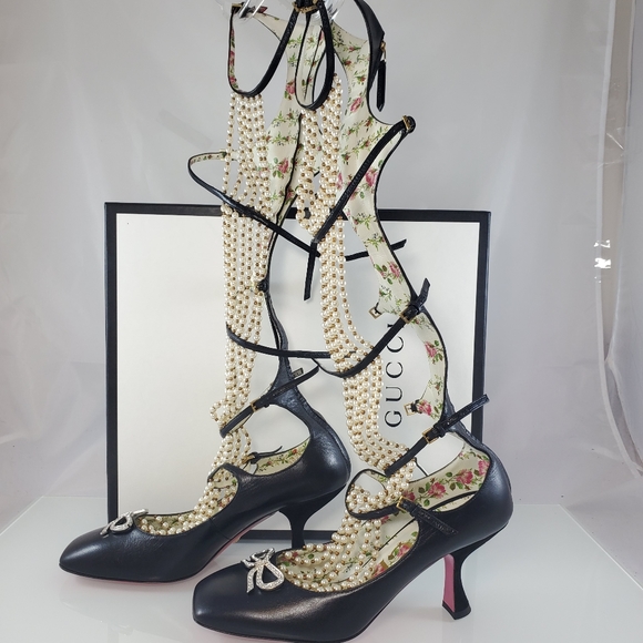 NWT$3400 Gucci Taide Pearlescent Caged Boot Pumps - Picture 4 of 16